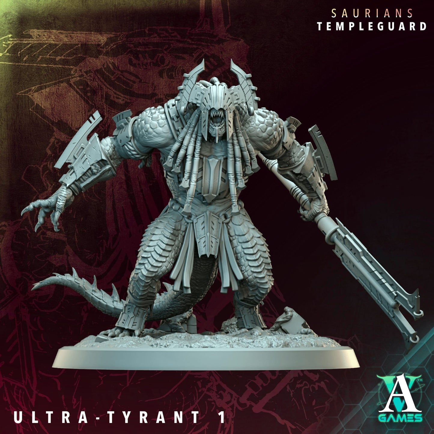 3D Printed Archvillain Games Ultra-Tyrant - Saurians Templeguard 28 32mm D&D - 3D Printing Boss 