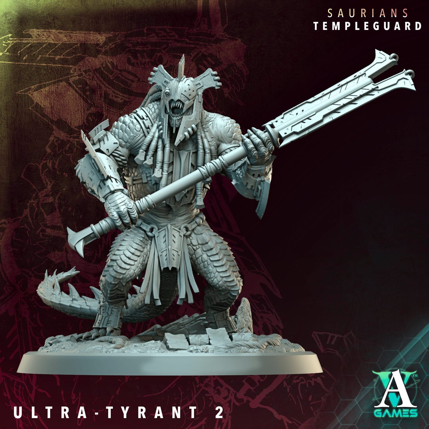 3D Printed Archvillain Games Ultra-Tyrant - Saurians Templeguard 28 32mm D&D - 3D Printing Boss 