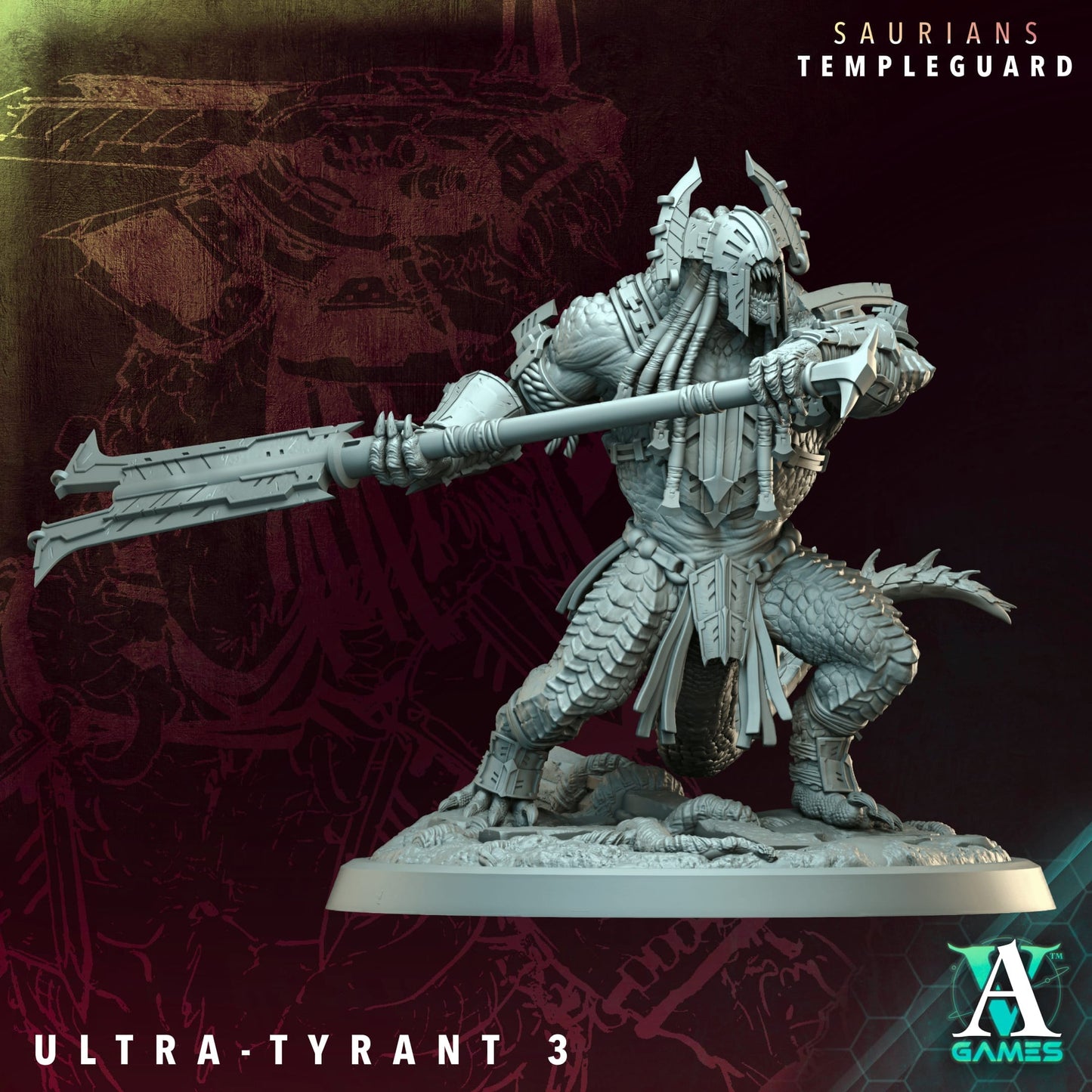 3D Printed Archvillain Games Ultra-Tyrant - Saurians Templeguard 28 32mm D&D - 3D Printing Boss 