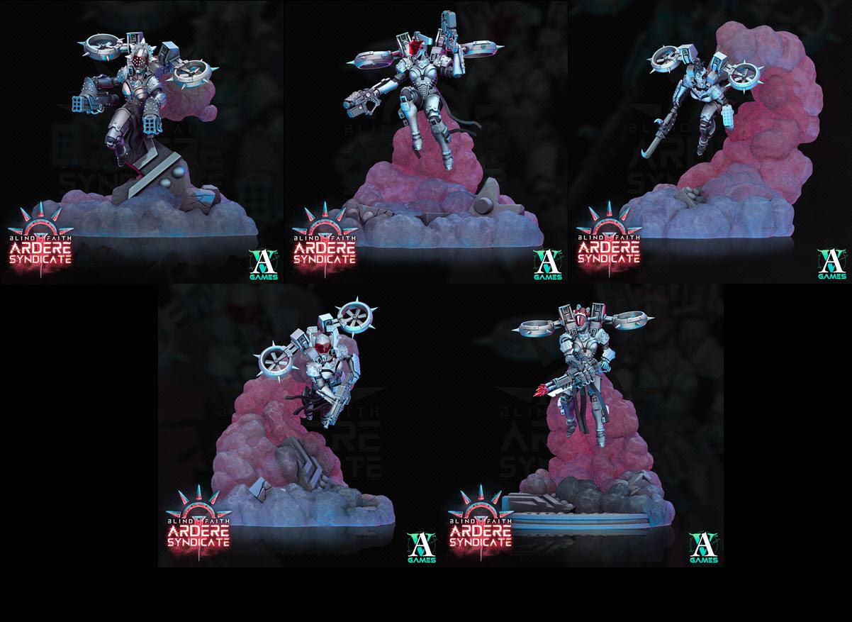 3D Printed Archvillain Games Valkyries Scenic Base Set Arderite Valkyries Blind Faith - Ardere Syndicate 28 32mm D&D - 3D Printing Boss 