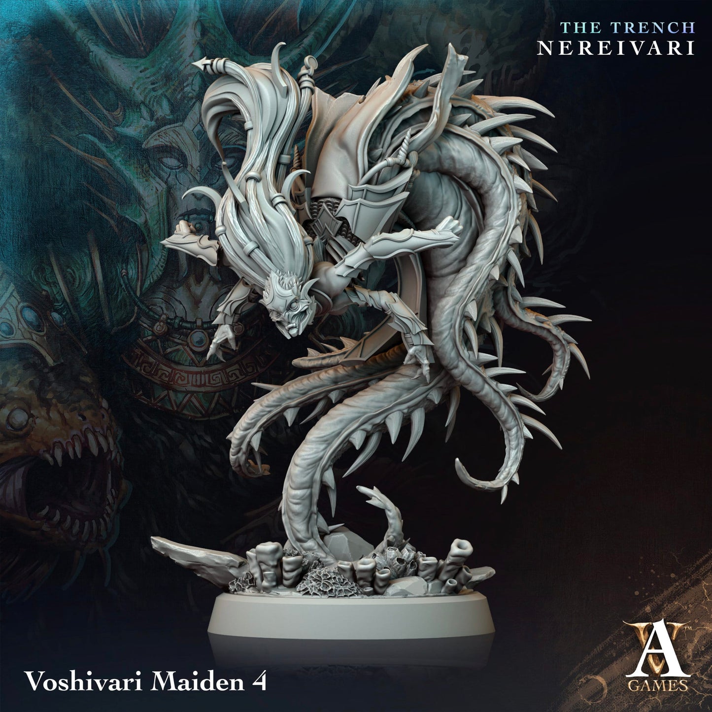 3D Printed Archvillain Games Voshivari Maiden The Trench Nereivari Archvillain Society Vol XXXV 28 32mm D&D - 3D Printing Boss 