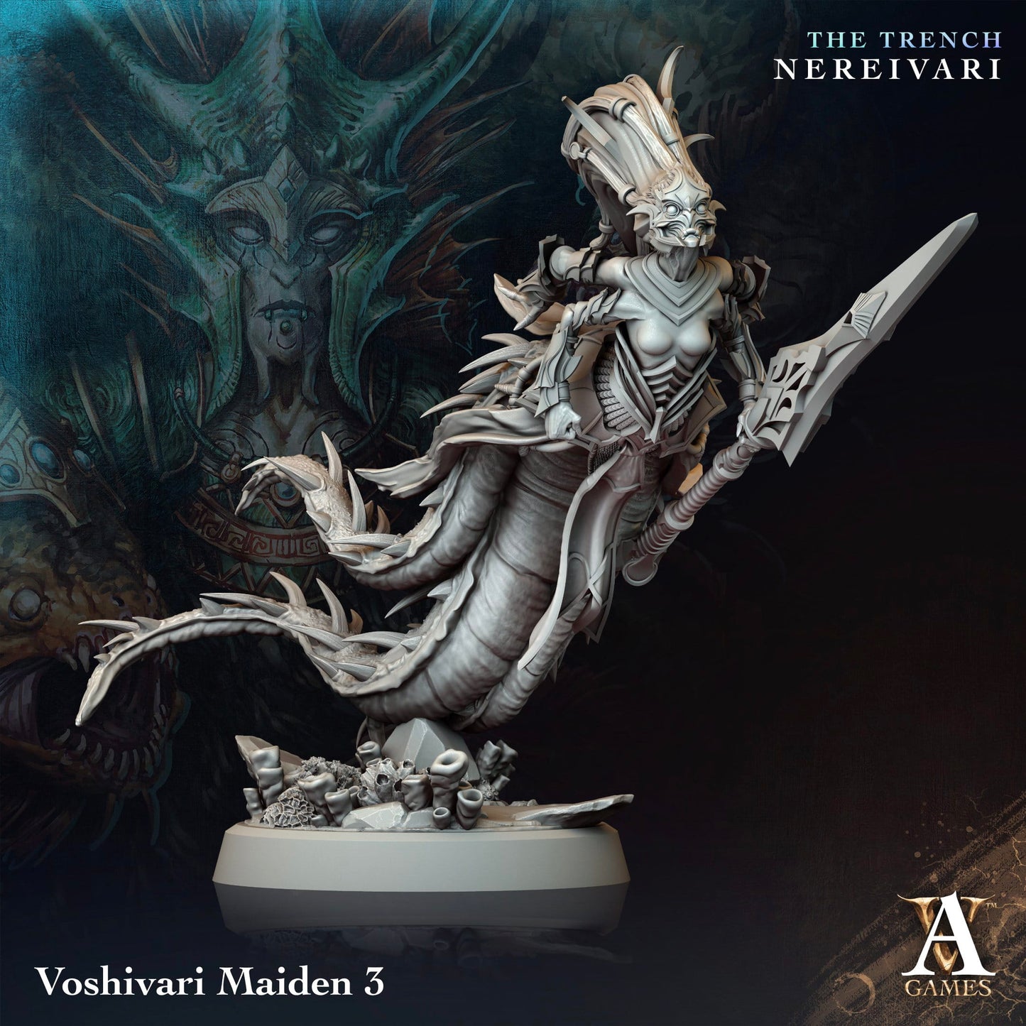 3D Printed Archvillain Games Voshivari Maiden The Trench Nereivari Archvillain Society Vol XXXV 28 32mm D&D - 3D Printing Boss 