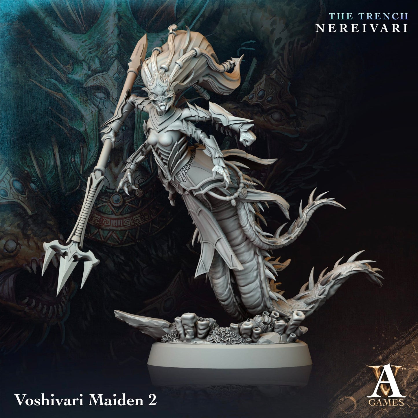 3D Printed Archvillain Games Voshivari Maiden The Trench Nereivari Archvillain Society Vol XXXV 28 32mm D&D - 3D Printing Boss 