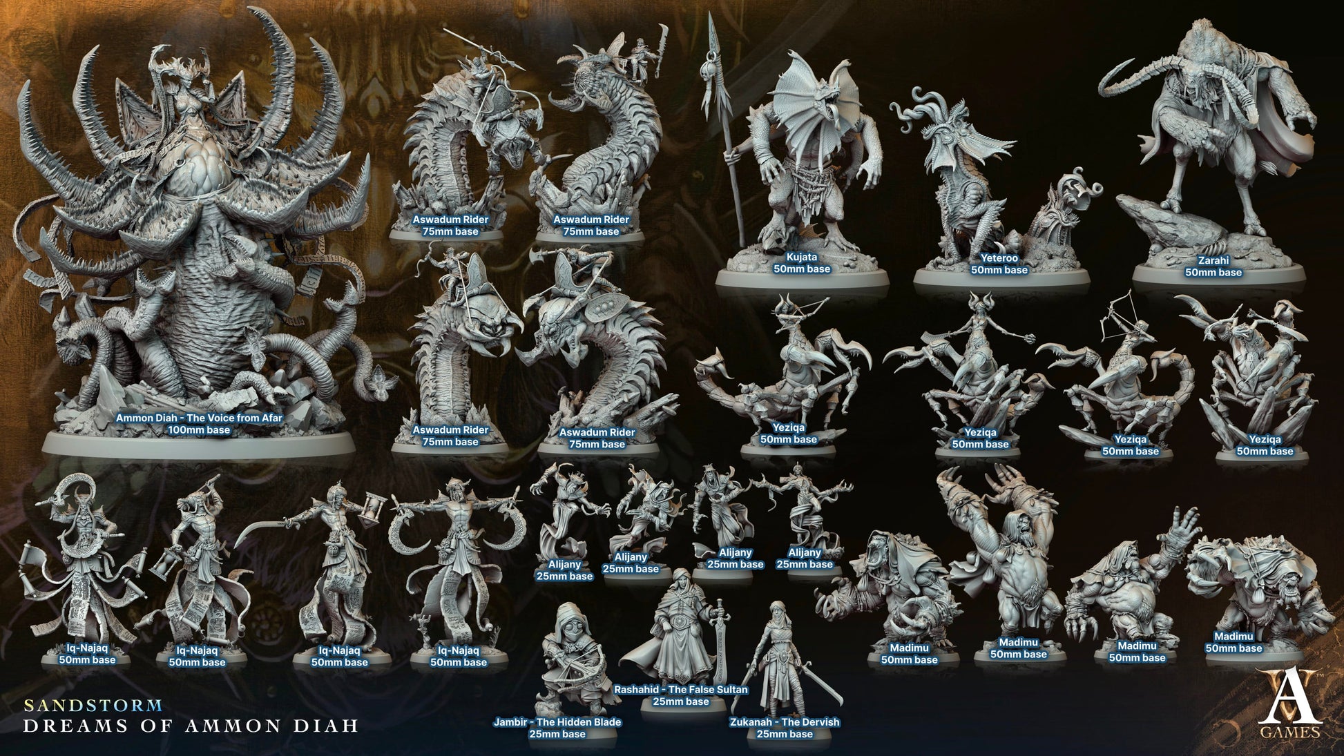 3D Printed Archvillain Games Ammon Diah The Voice from Afar Sandstorm Dreams of Ammon Diah 28 32mm D&D - 3D Printing Boss 