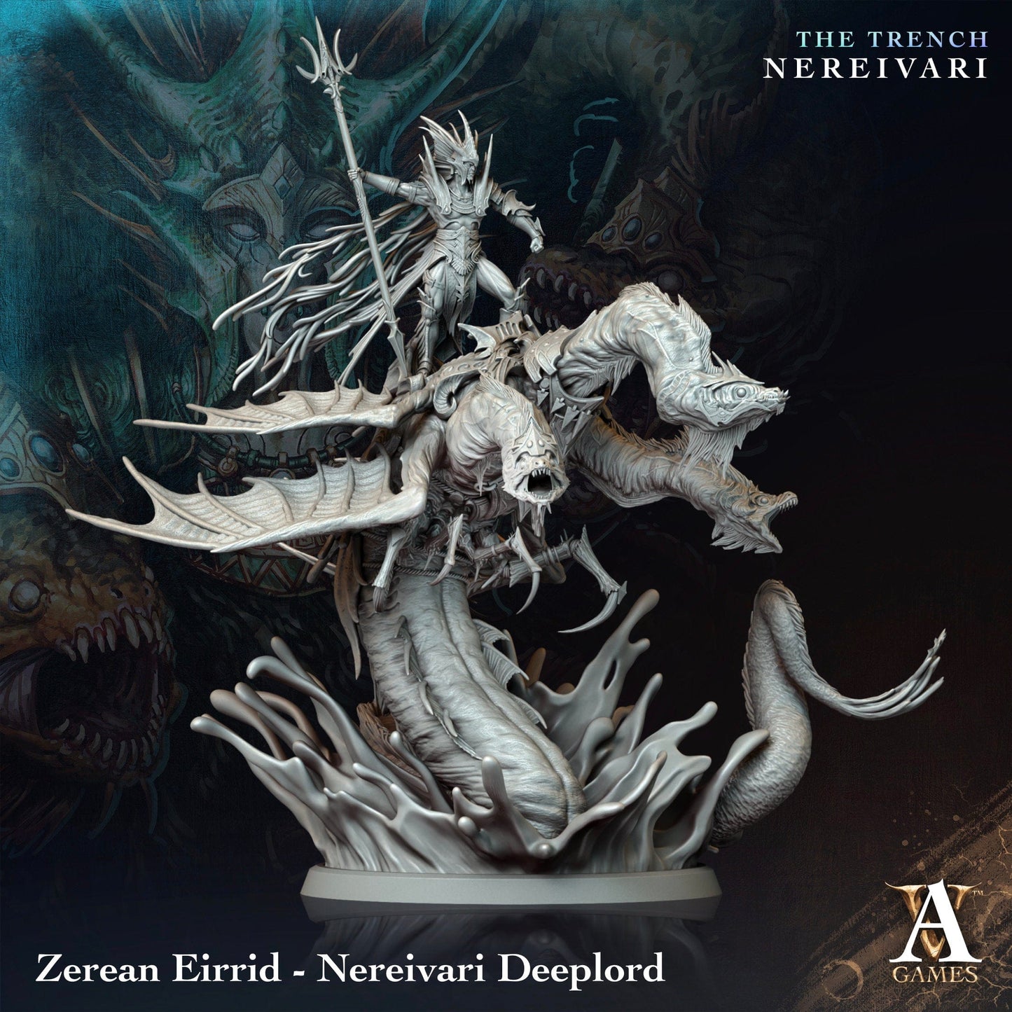 3D Printed Archvillain Games Zerean Eirrid Nereivari Deeplord The Trench Nereivari Archvillain Society Vol XXXV 28 32mm D&D - 3D Printing Boss 
