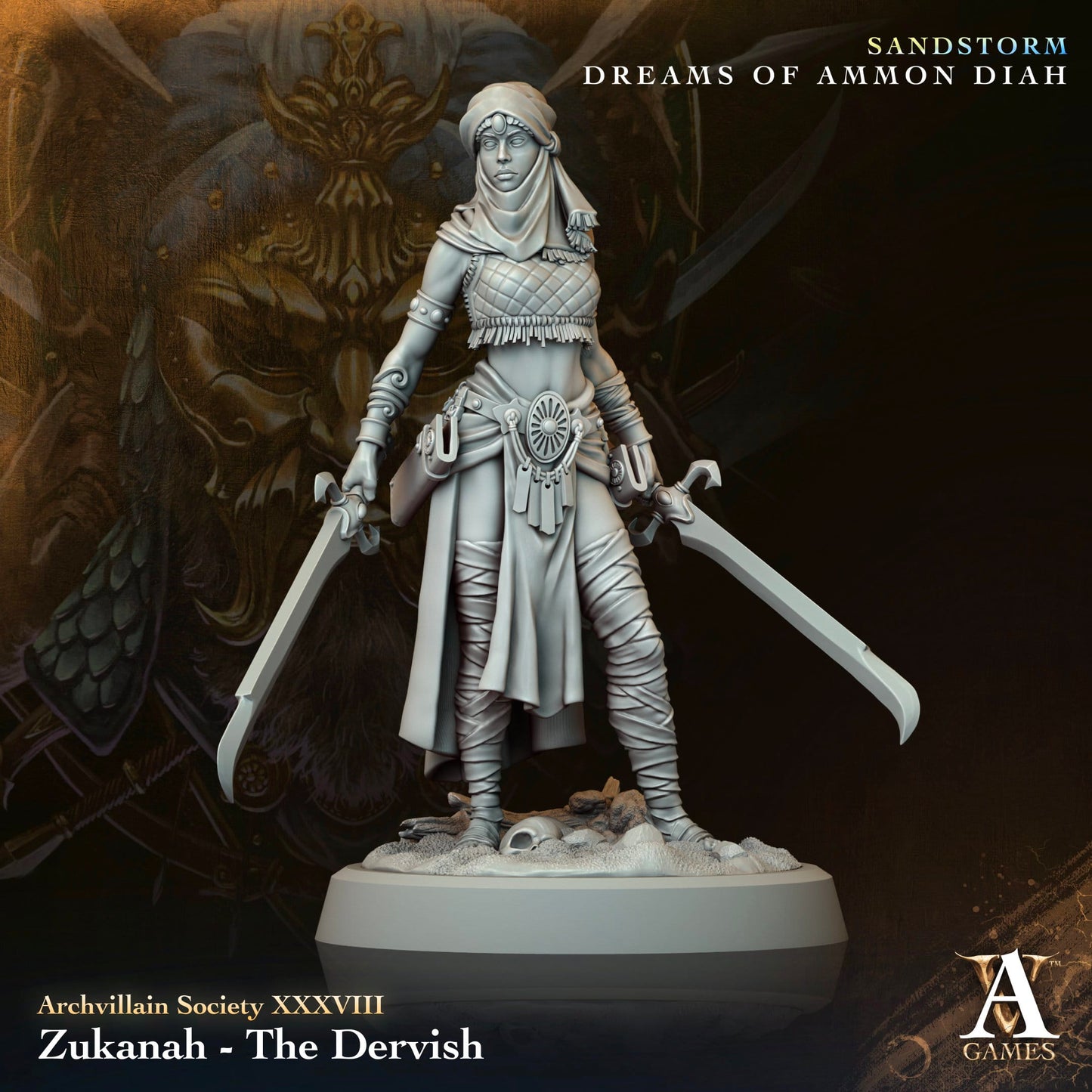 3D Printed Archvillain Games Zukanah The Dervish Archvillain Society Vol XXXVIII 28 32mm D&D - 3D Printing Boss 