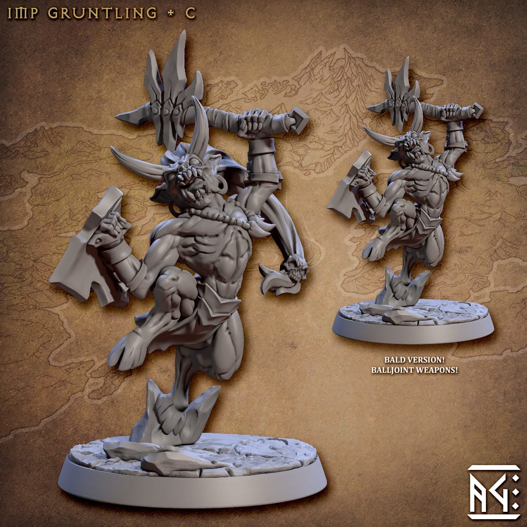 3D Printed Artisan Guild Abyss Imp Gruntiling Abyss Demons Set 28mm 32mm - 3D Printing Boss 