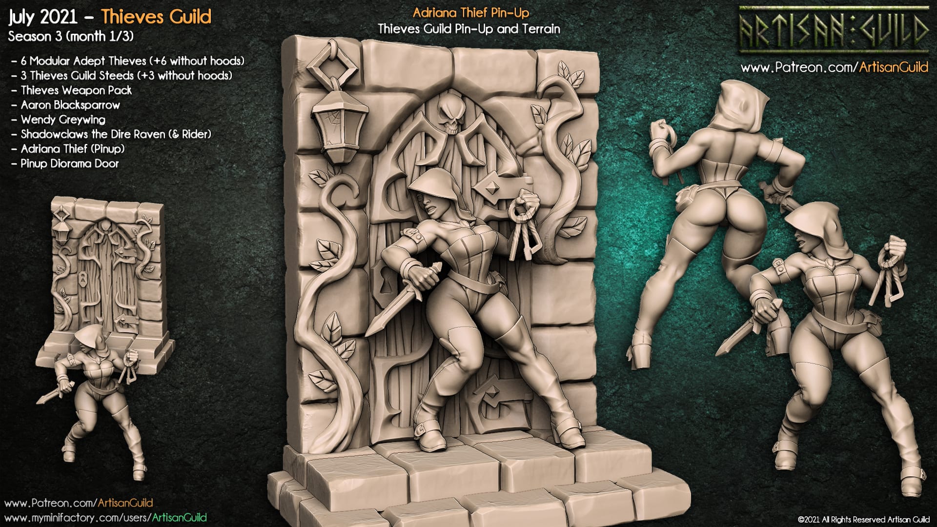 3D Printed Artisan Guild Adriana Thief Pinup Thieves Guild 28mm 32mm - 3D Printing Boss 