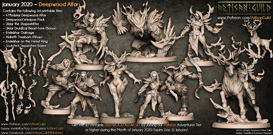 3D Printed Artisan Guild Aidreth Treeborn Deepwood Alfar Set 28mm 32mm - 3D Printing Boss 