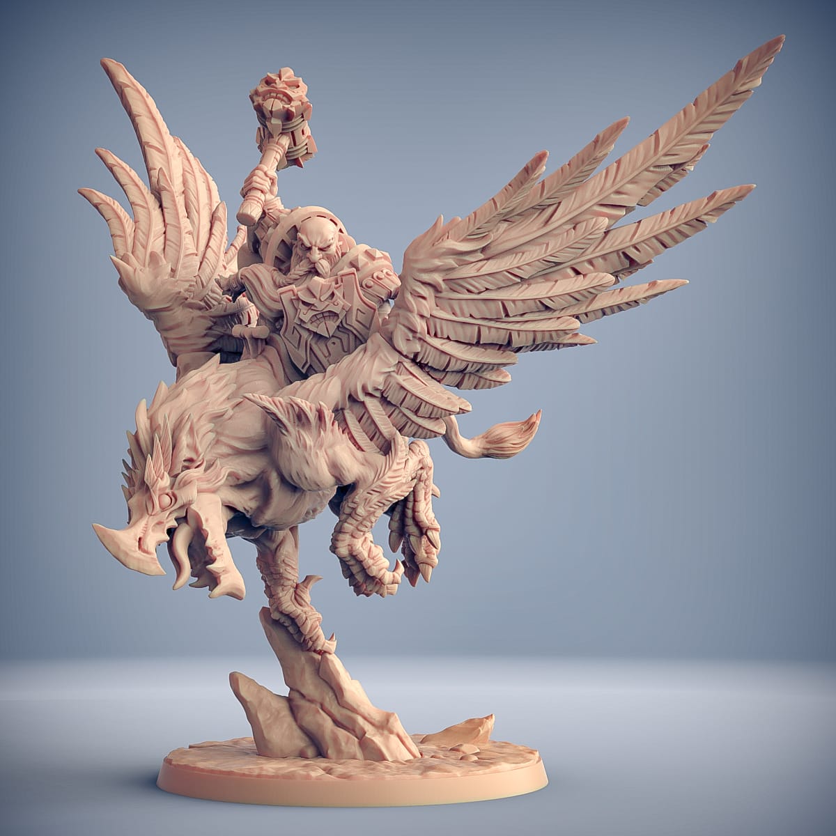 3D Printed Artisan Guild Alvar on Thunderbeak (Gryphon) Dwarven Defenders Set 28mm 32mm - 3D Printing Boss 