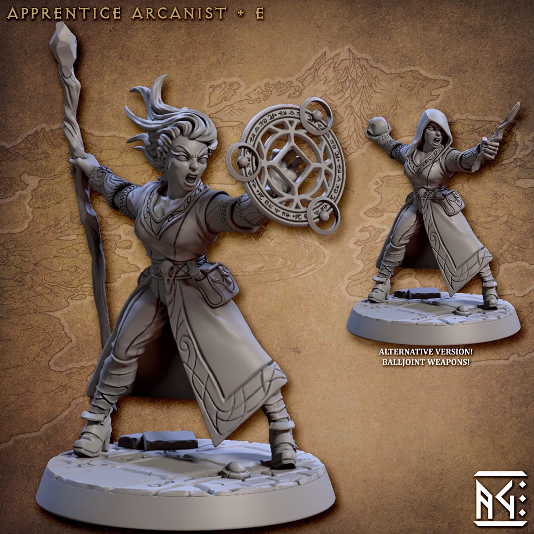 3D Printed Artisan Guild Apprentice Arcanist Set Arcanists Guild 28mm 32mm - 3D Printing Boss 