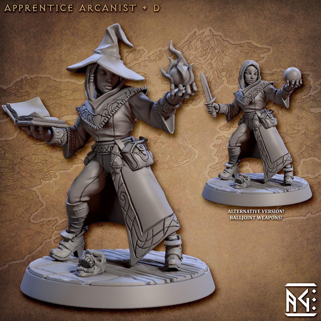 3D Printed Artisan Guild Apprentice Arcanist Set Arcanists Guild 28mm 32mm - 3D Printing Boss 