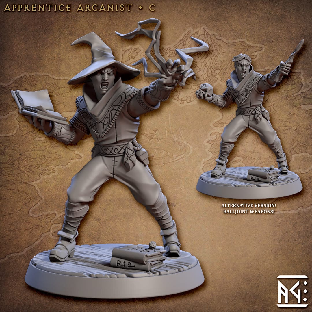 3D Printed Artisan Guild Apprentice Arcanist Set Arcanists Guild 28mm 32mm - 3D Printing Boss 