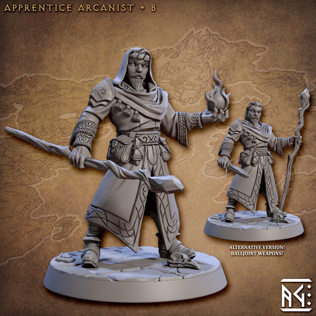 3D Printed Artisan Guild Apprentice Arcanist Set Arcanists Guild 28mm 32mm - 3D Printing Boss 