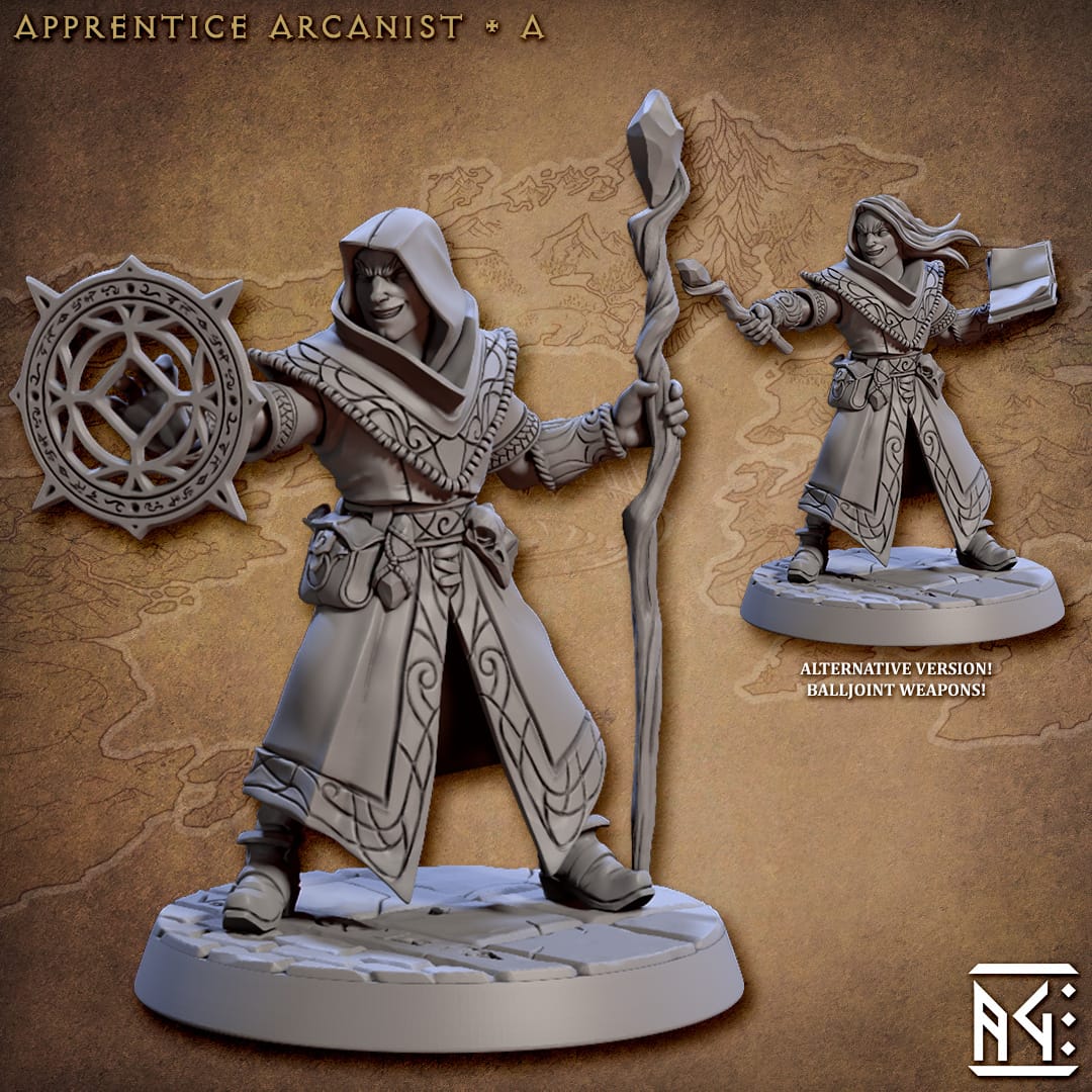 3D Printed Artisan Guild Apprentice Arcanist Set Arcanists Guild 28mm 32mm - 3D Printing Boss 