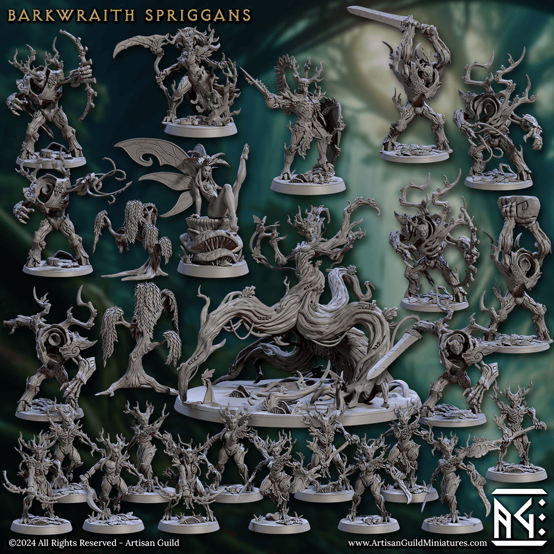 3D Printed Artisan Guild Avatar of Arba Barkwraith Spriggans Set 28mm 32mm - 3D Printing Boss 