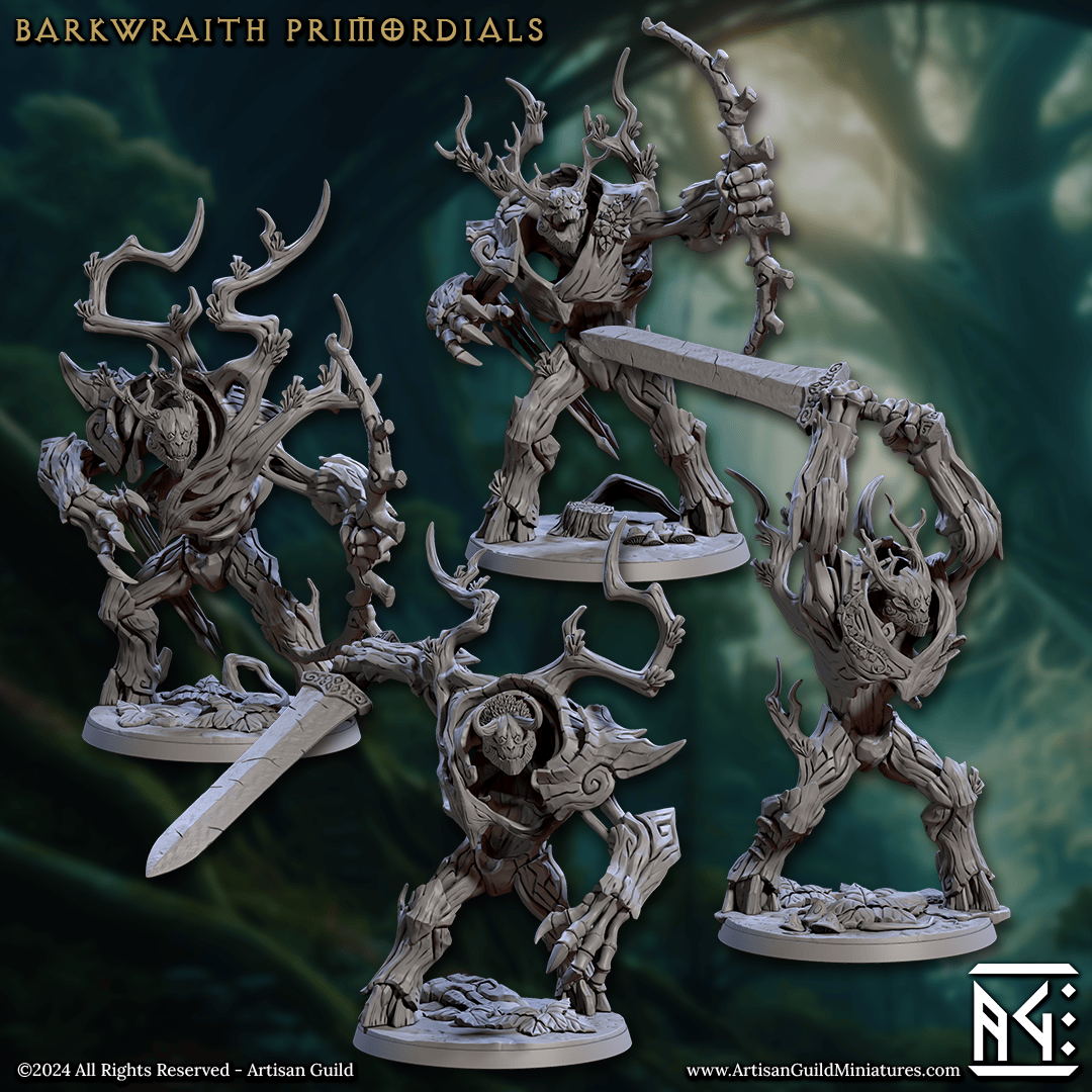 3D Printed Artisan Guild Barkwraith Primordials Barkwraith Spriggans Set 28mm 32mm - 3D Printing Boss 