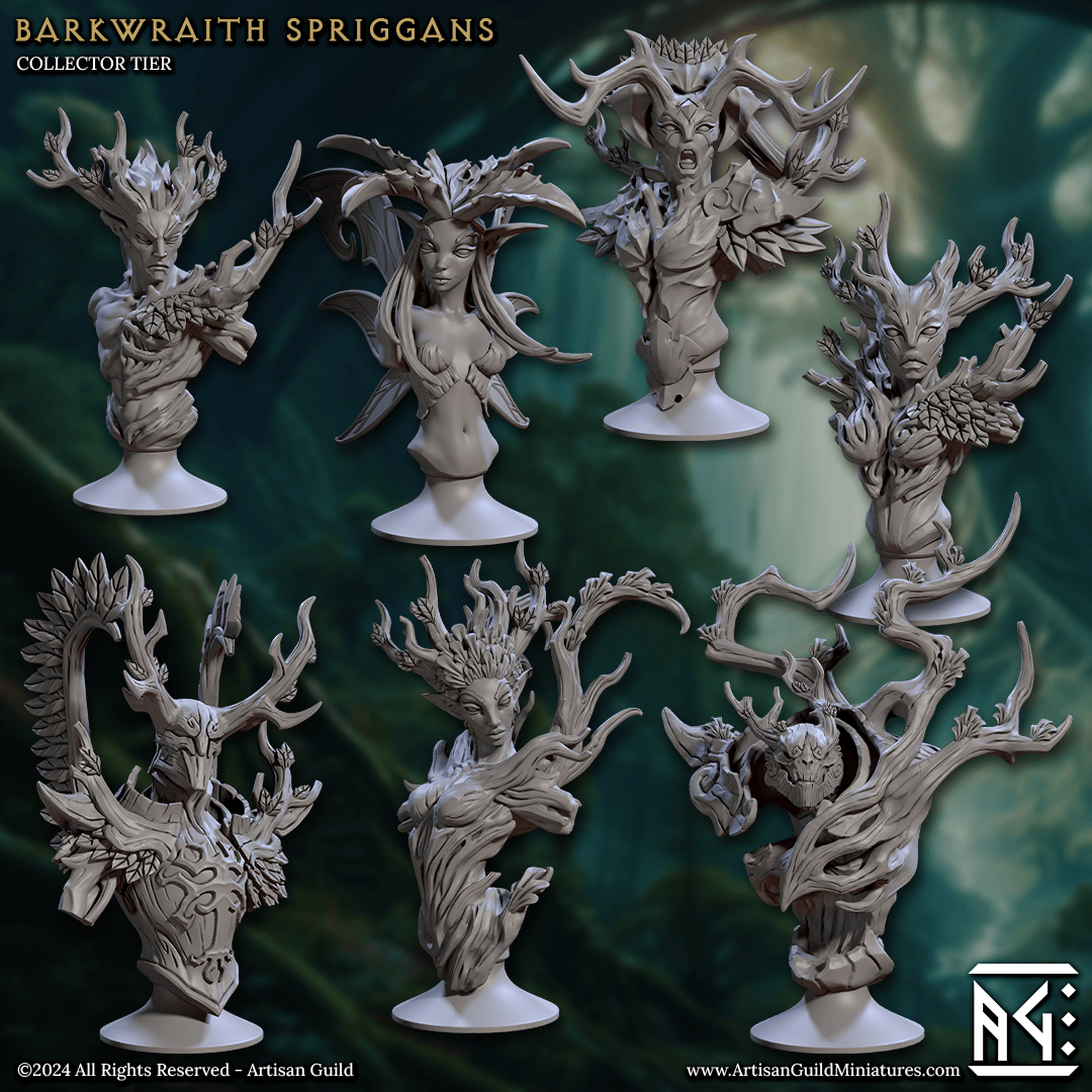 3D Printed Artisan Guild Barkwraith Spriggans Busts 28mm 32mm - 3D Printing Boss 