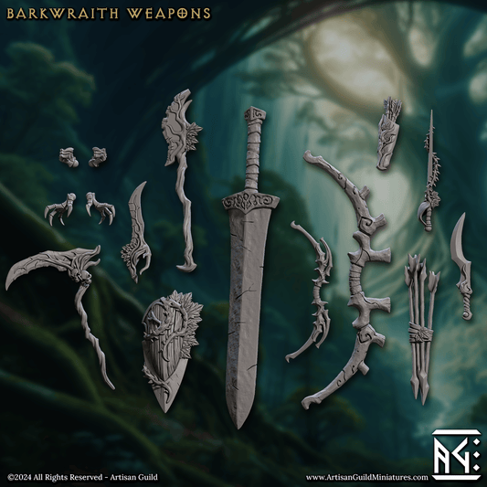 3D Printed Artisan Guild Barkwraith Standalone Weapons & Hands Barkwraith Spriggans Set 28mm 32mm - 3D Printing Boss 
