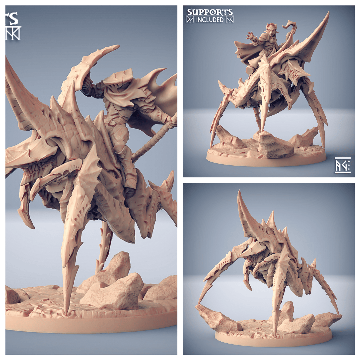 3D Printed Artisan Guild Battle Prawn Zeek Mounted Heroes Scourgeland Survivors 28mm 32mm - 3D Printing Boss 