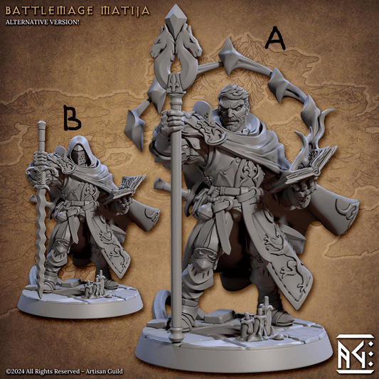 3D Printed Artisan Guild Battlemage Matija Vanguard Fighters Set 28mm 32mm - 3D Printing Boss 