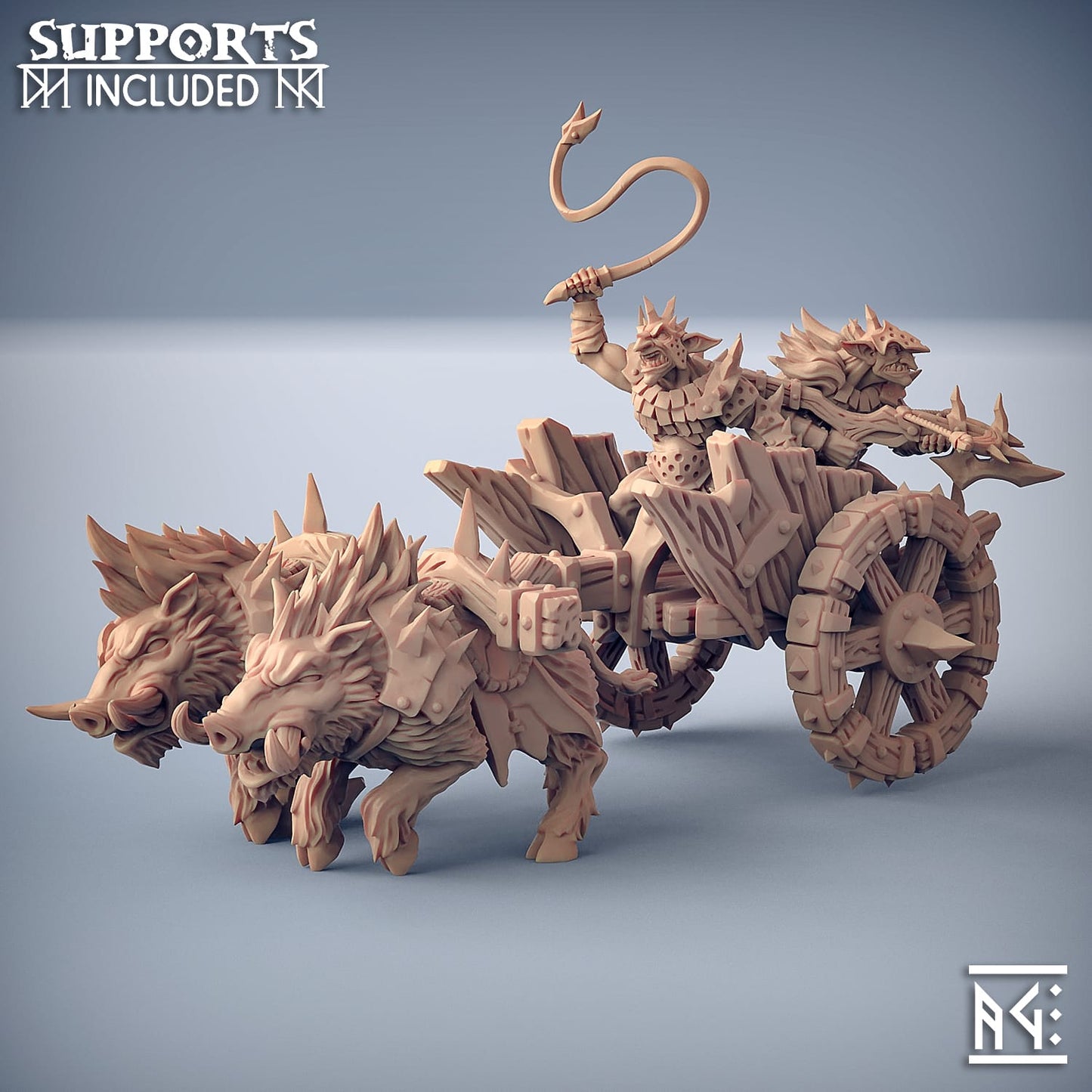 3D Printed Artisan Guild Blackrazor Chariot Blackrazor Hobgoblins 28mm 32mm - 3D Printing Boss 