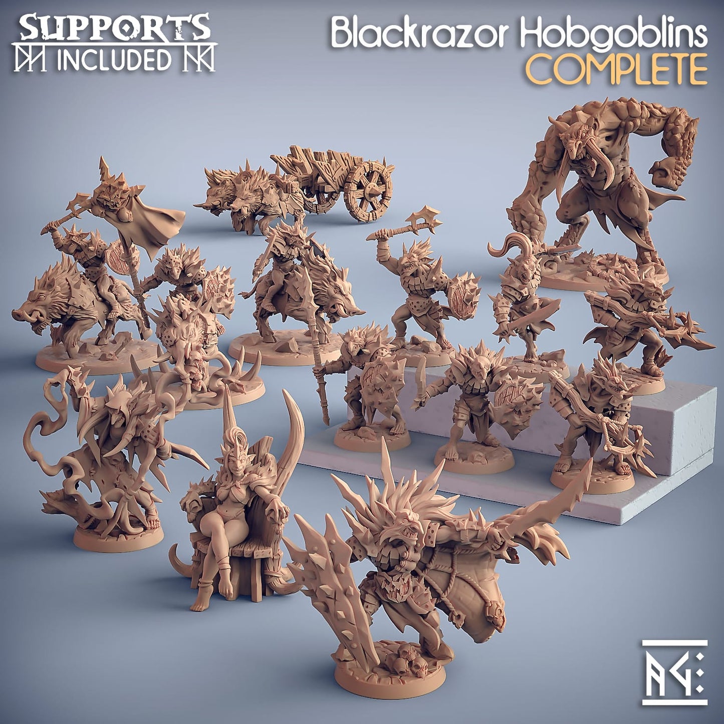 3D Printed Artisan Guild Bogtraz Murkytongue Blackrazor Hobgoblins 28mm 32mm - 3D Printing Boss 