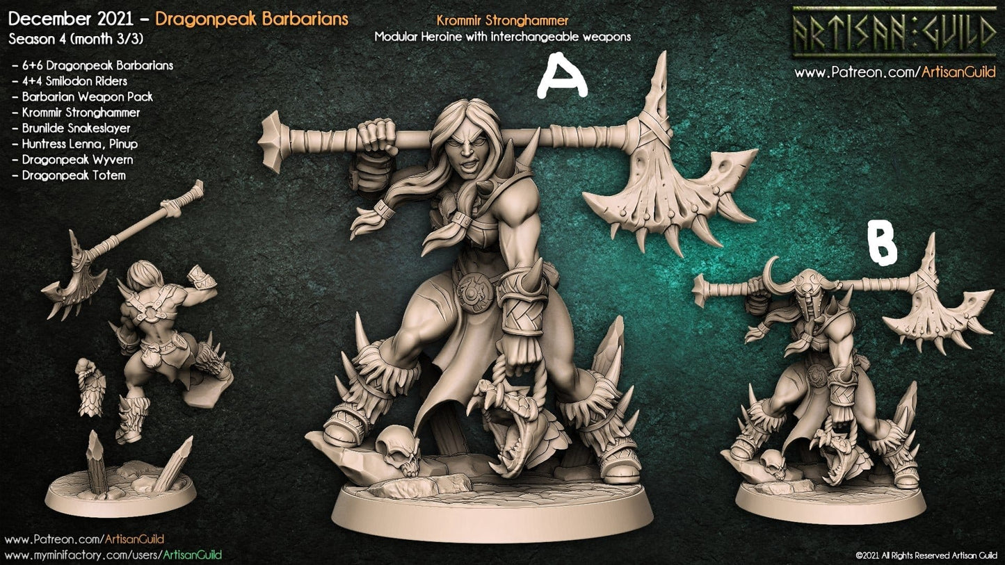 3D Printed Artisan Guild Brunilde Snakeslayer Dragonpeak Barbarians 28mm 32mm - 3D Printing Boss 