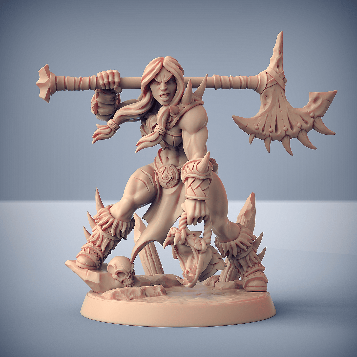 3D Printed Artisan Guild Brunilde Snakeslayer Dragonpeak Barbarians 28mm 32mm - 3D Printing Boss 