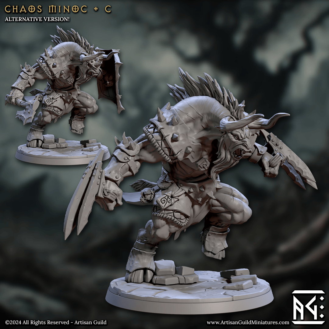 3D Printed Artisan Guild Chaos Minoc Set Rise of the Beastmen Set 28mm 32mm - 3D Printing Boss 