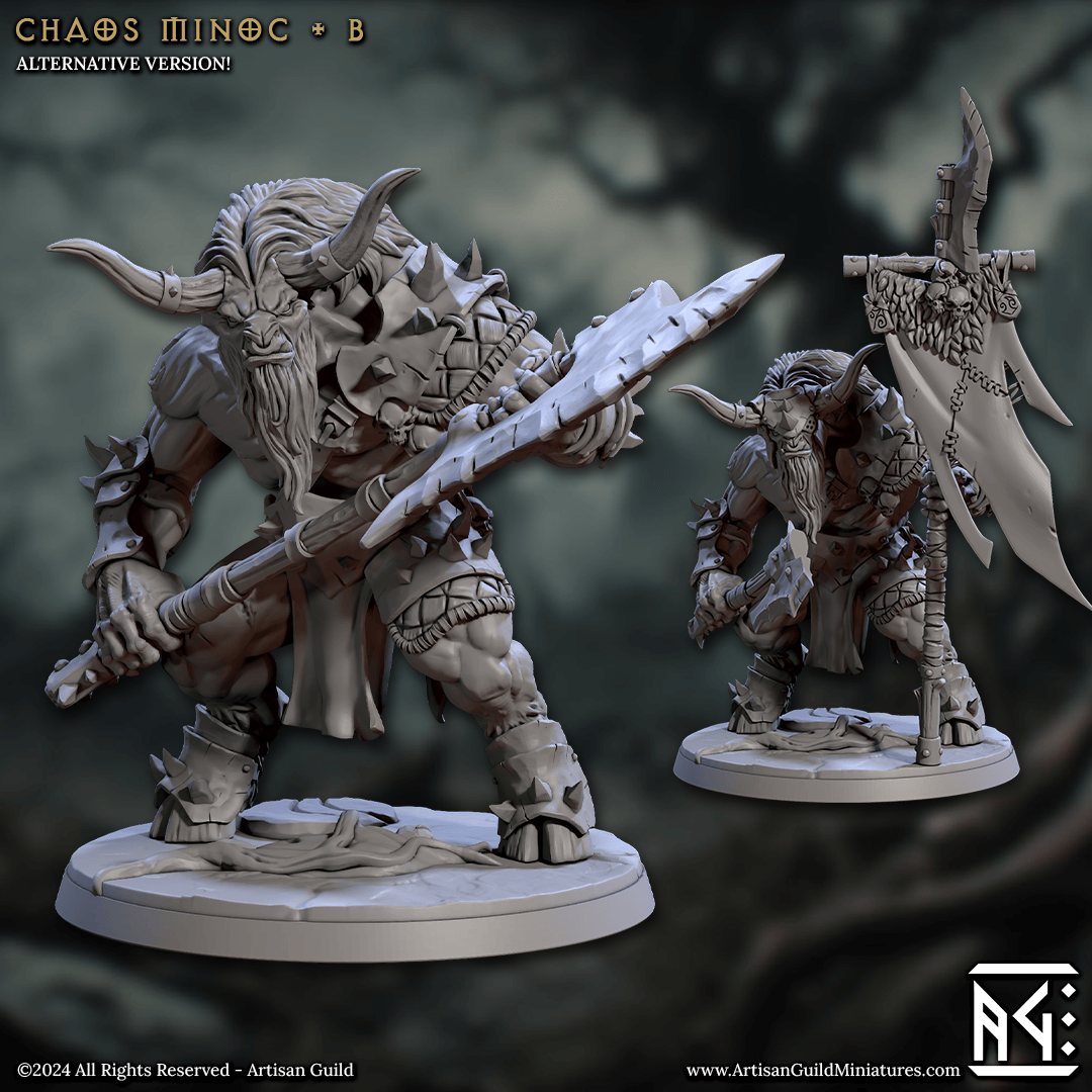 3D Printed Artisan Guild Chaos Minoc Set Rise of the Beastmen Set 28mm 32mm - 3D Printing Boss 