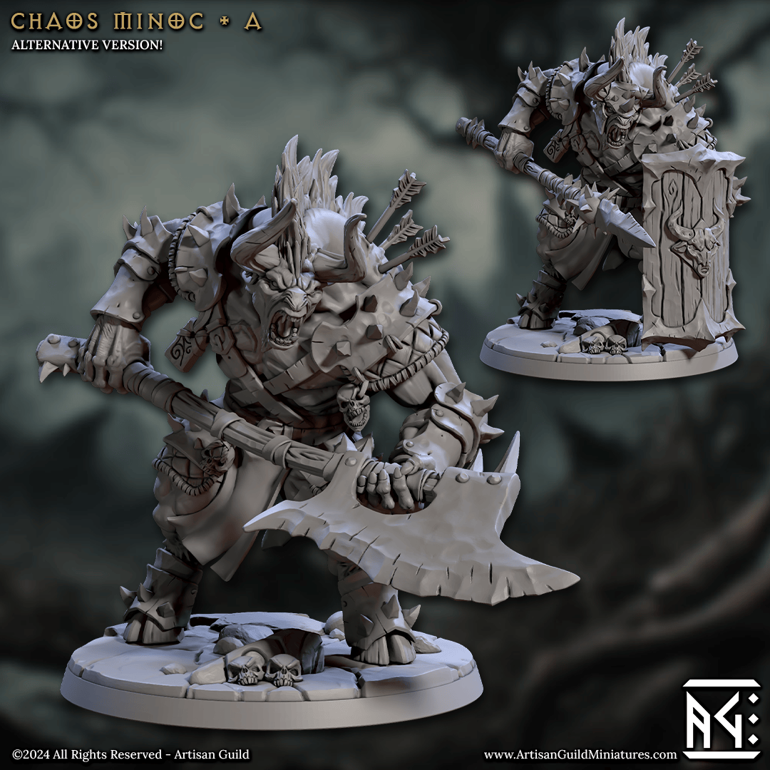 3D Printed Artisan Guild Chaos Minoc Set Rise of the Beastmen Set 28mm 32mm - 3D Printing Boss 