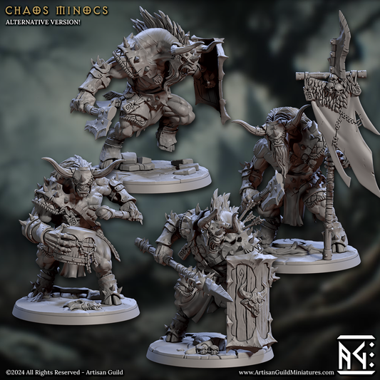 3D Printed Artisan Guild Chaos Minoc Set Rise of the Beastmen Set 28mm 32mm - 3D Printing Boss 
