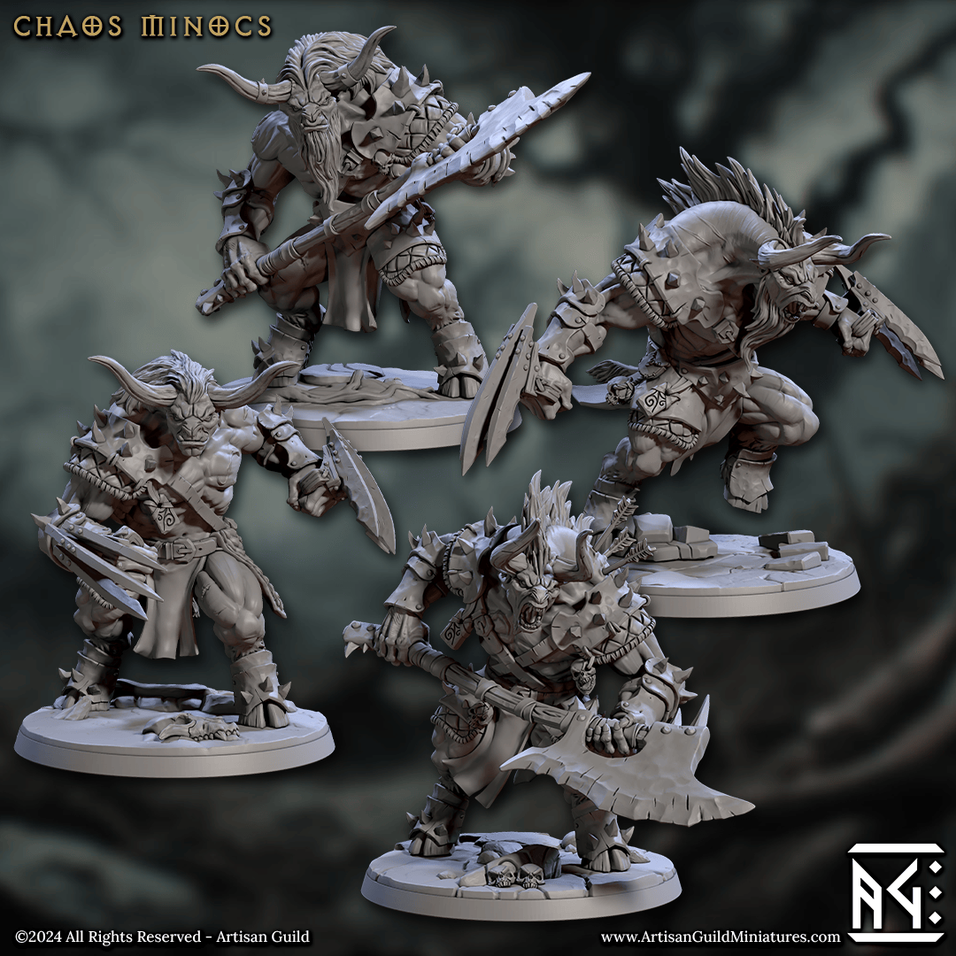 3D Printed Artisan Guild Chaos Minoc Set Rise of the Beastmen Set 28mm 32mm - 3D Printing Boss 