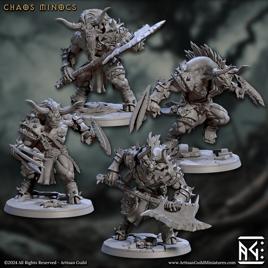 3D Printed Artisan Guild Chaos Minoc Set Rise of the Beastmen Set 28mm 32mm - 3D Printing Boss 
