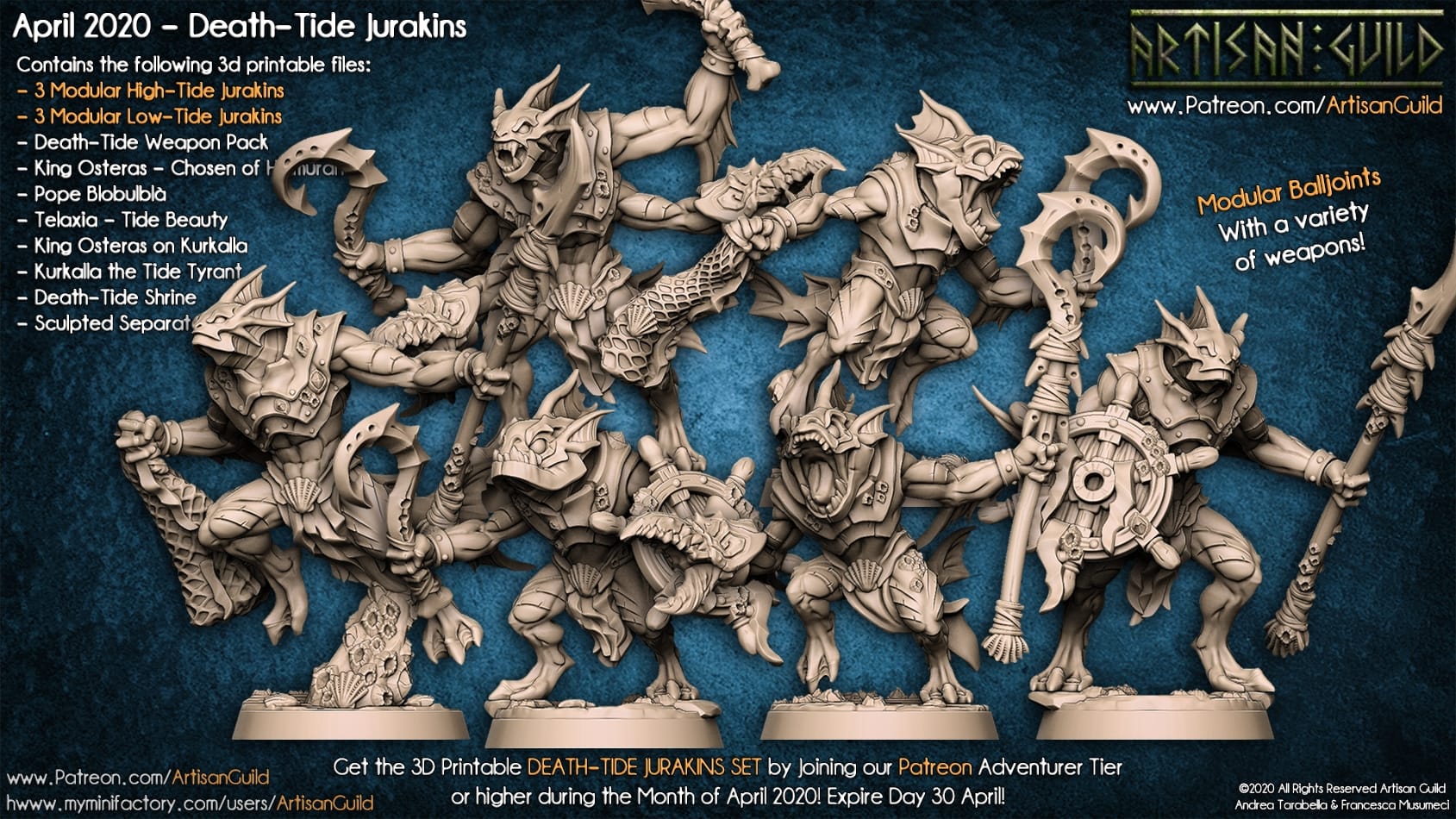 3D Printed Artisan Guild Death-Tide Jurakins Set Death-Tide Jurakin 28mm 32mm - 3D Printing Boss 