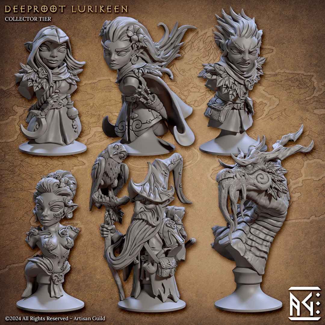 3D Printed Artisan Guild Deeproot Lurikeen Busts 28mm 32mm - 3D Printing Boss 