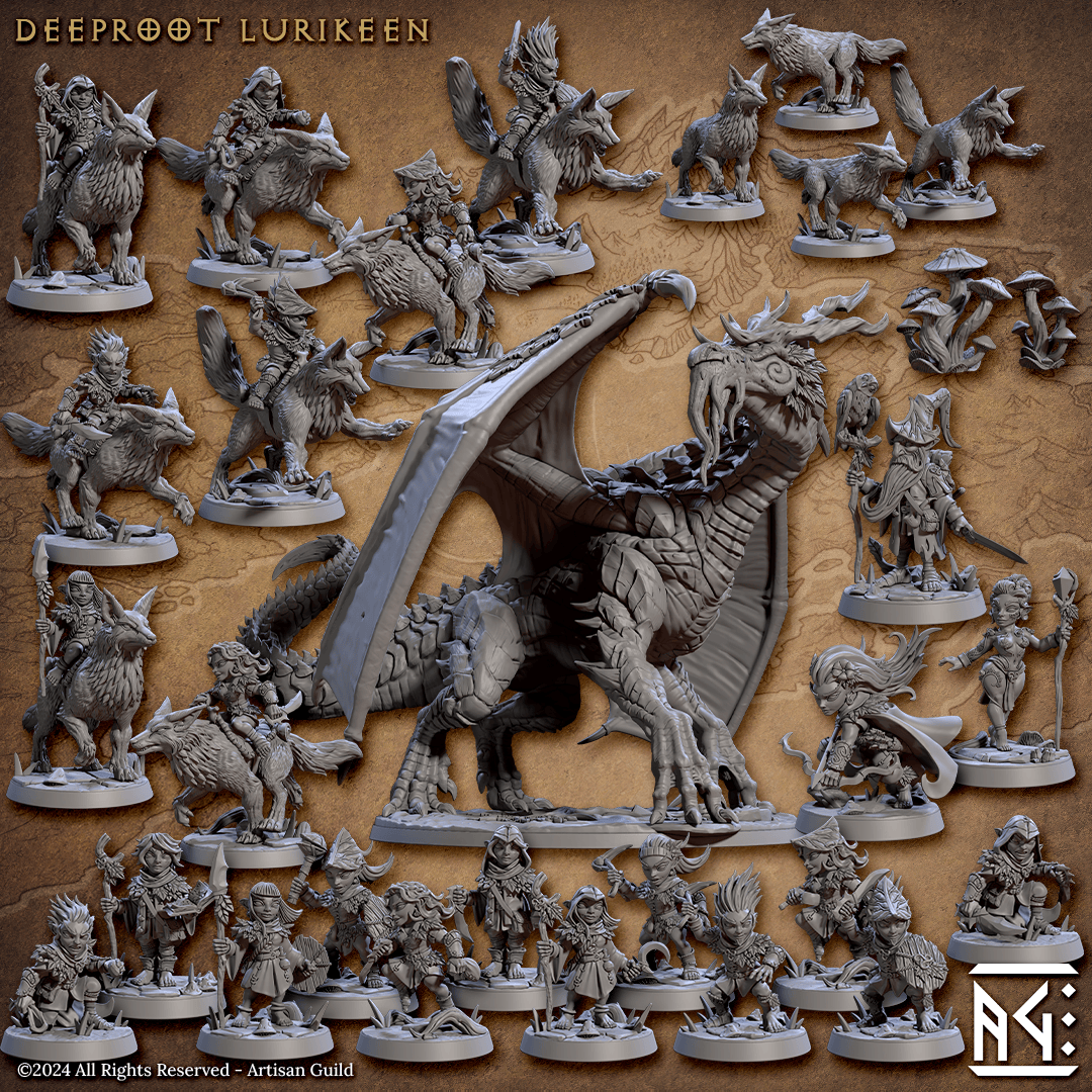 3D Printed Artisan Guild Baggo Elderleaf Deeproot Lurikeen Set 28mm 32mm - 3D Printing Boss 