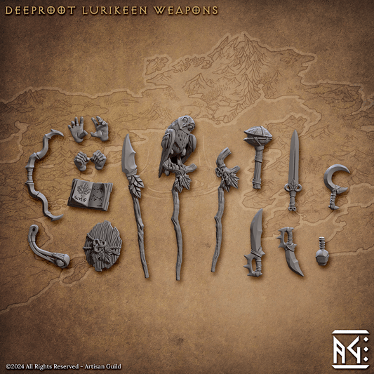 3D Printed Artisan Guild Deeproot Lurikeen Weapons Set Deeproot Lurikeen Set 28mm 32mm - 3D Printing Boss 