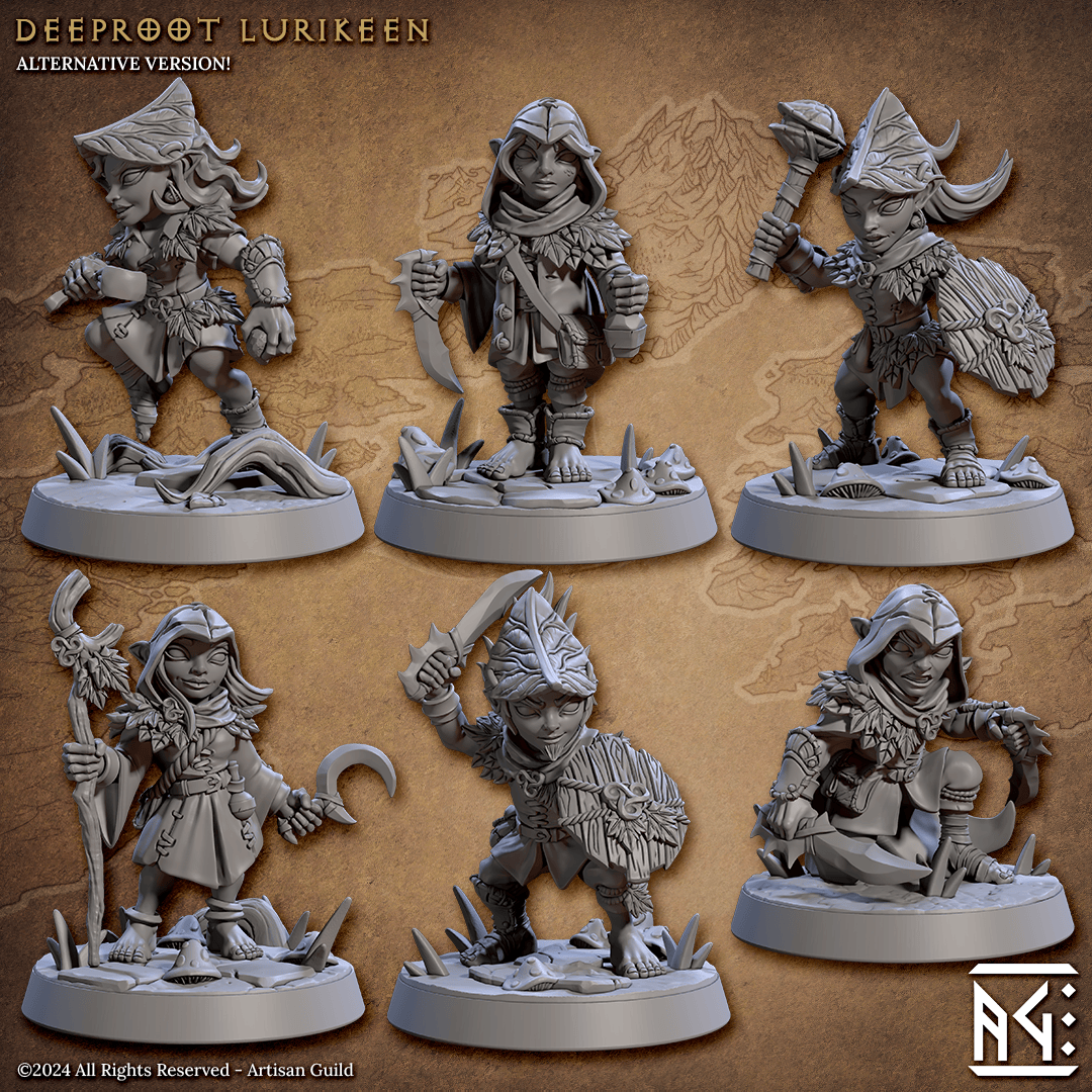 3D Printed Artisan Guild Deeproot Lurikeens Deeproot Lurikeen Set 28mm 32mm - 3D Printing Boss 