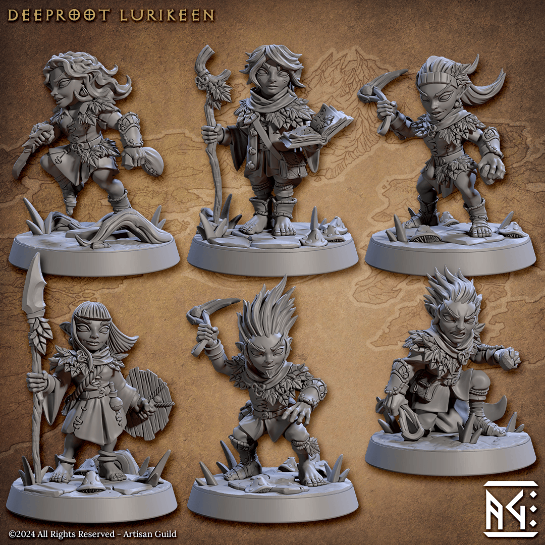 3D Printed Artisan Guild Deeproot Lurikeens Deeproot Lurikeen Set 28mm 32mm - 3D Printing Boss 