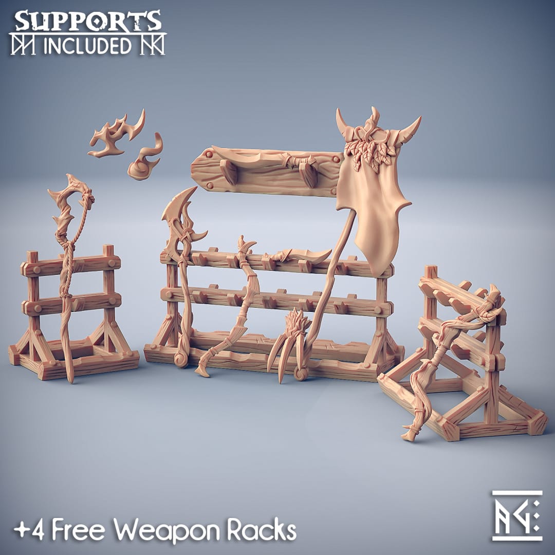 3D Printed Artisan Guild Deepwood Alfar Weapons Rack Deepwood Alfar Set 28mm 32mm - 3D Printing Boss 