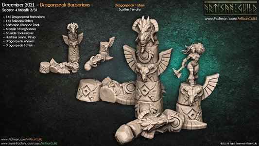 3D Printed Artisan Guild Dragonpeak Totems Dragonpeak Barbarians 28mm 32mm - 3D Printing Boss 