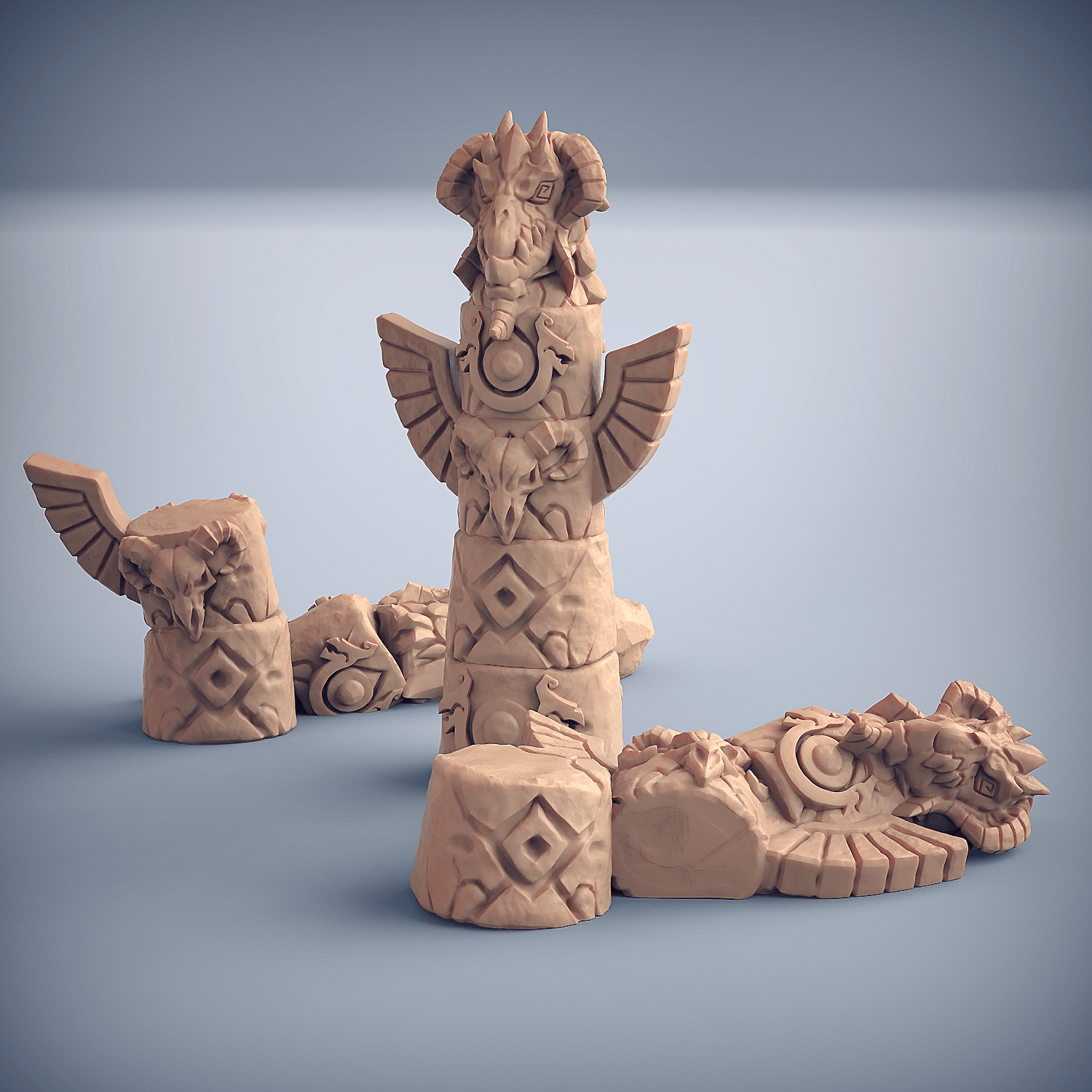 3D Printed Artisan Guild Dragonpeak Totems Dragonpeak Barbarians 28mm 32mm - 3D Printing Boss 