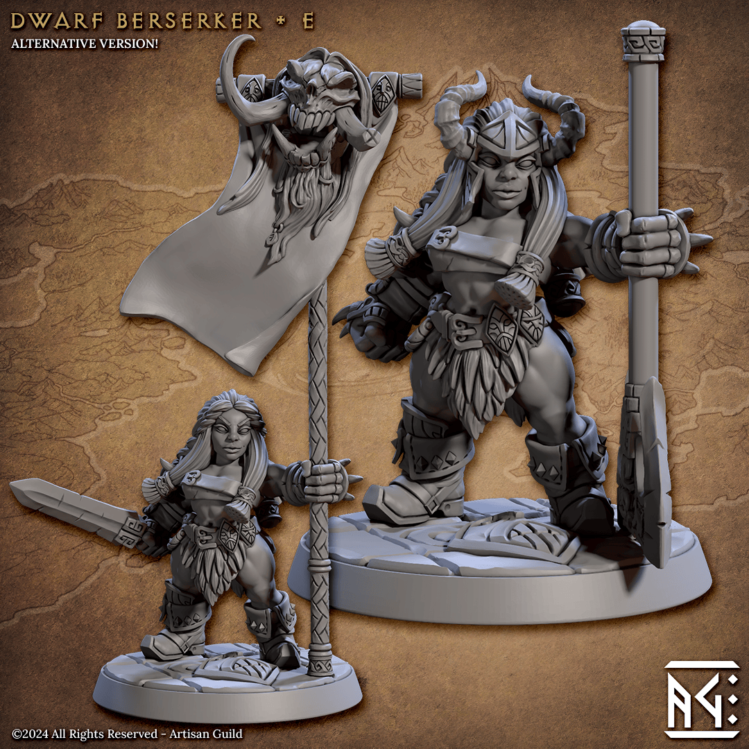 3D Printed Artisan Guild Dwarf Berserkers Dwarf Berserkers Set 28mm 32mm - 3D Printing Boss 