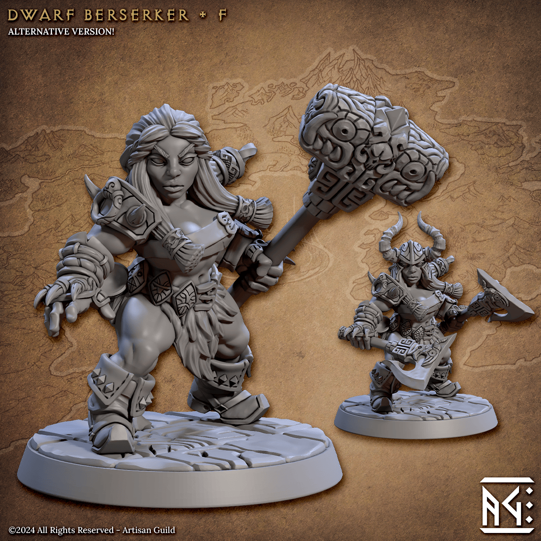 3D Printed Artisan Guild Dwarf Berserkers Dwarf Berserkers Set 28mm 32mm - 3D Printing Boss 