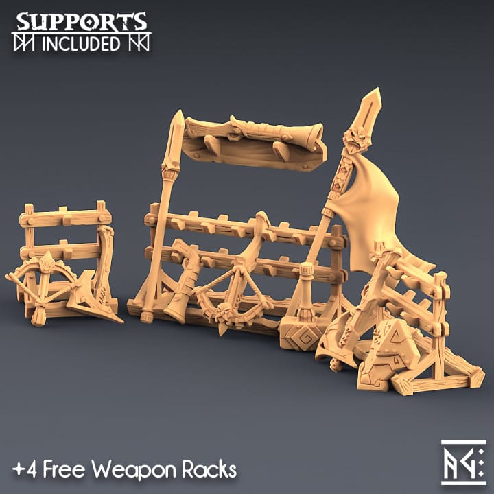 3D Printed Artisan Guild Dwarven Oathbreaker Weapons Rack Dwarven Oathbreakers 28mm 32mm - 3D Printing Boss 