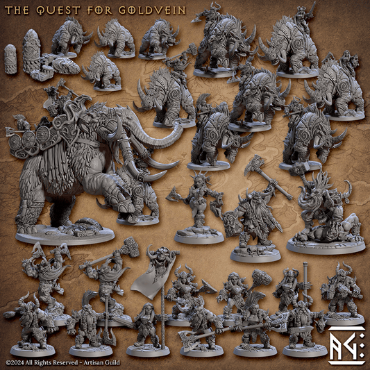 3D Printed Artisan Guild Durnir Berserker Lord Dwarf Berserkers Set 28mm 32mm - 3D Printing Boss 