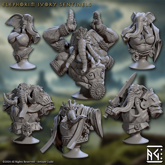 3D Printed Artisan Guild Elephorim Ivory Sentinel Bust Set 28mm 32mm - 3D Printing Boss 