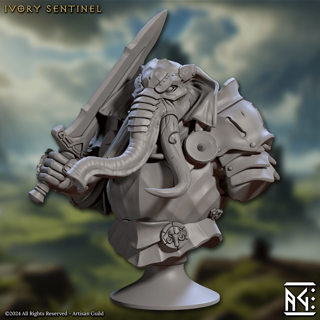3D Printed Artisan Guild Elephorim Ivory Sentinel Bust Set 28mm 32mm - 3D Printing Boss 
